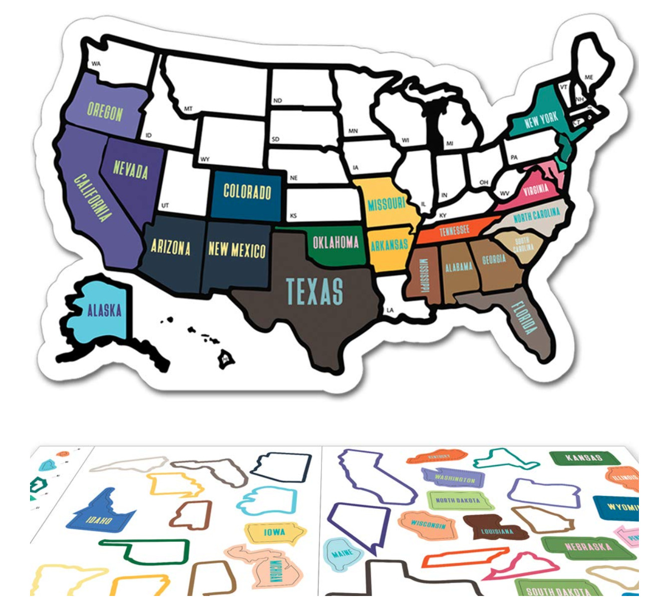 RV State Sticker Travel Map 50 USA States Trailer Camper Road Trip Accessories
