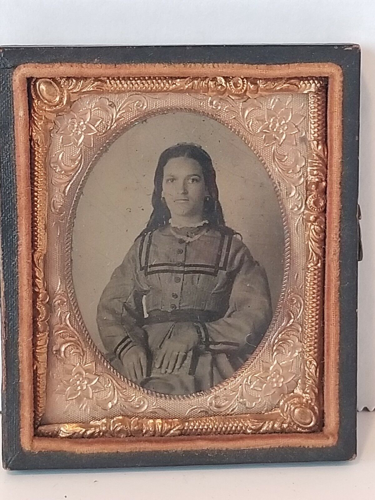 Antique Ninth Plate Ambrotype Daguerreotype Photograph Picture Young Lady
