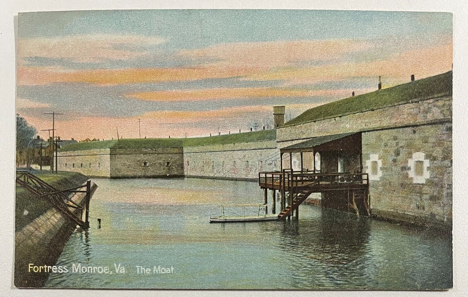 Fortress Monroe, VA/The Moat/Vintage Postcard Dated 1909
