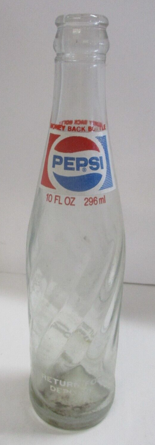 Vintage 10 Fl Oz Glass Pepsi Bottle