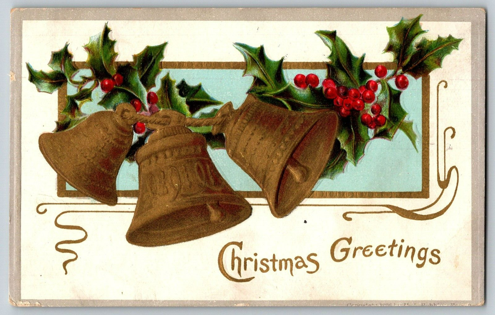 Christmas Greetings - Vintage Postcard - Posted 1908
