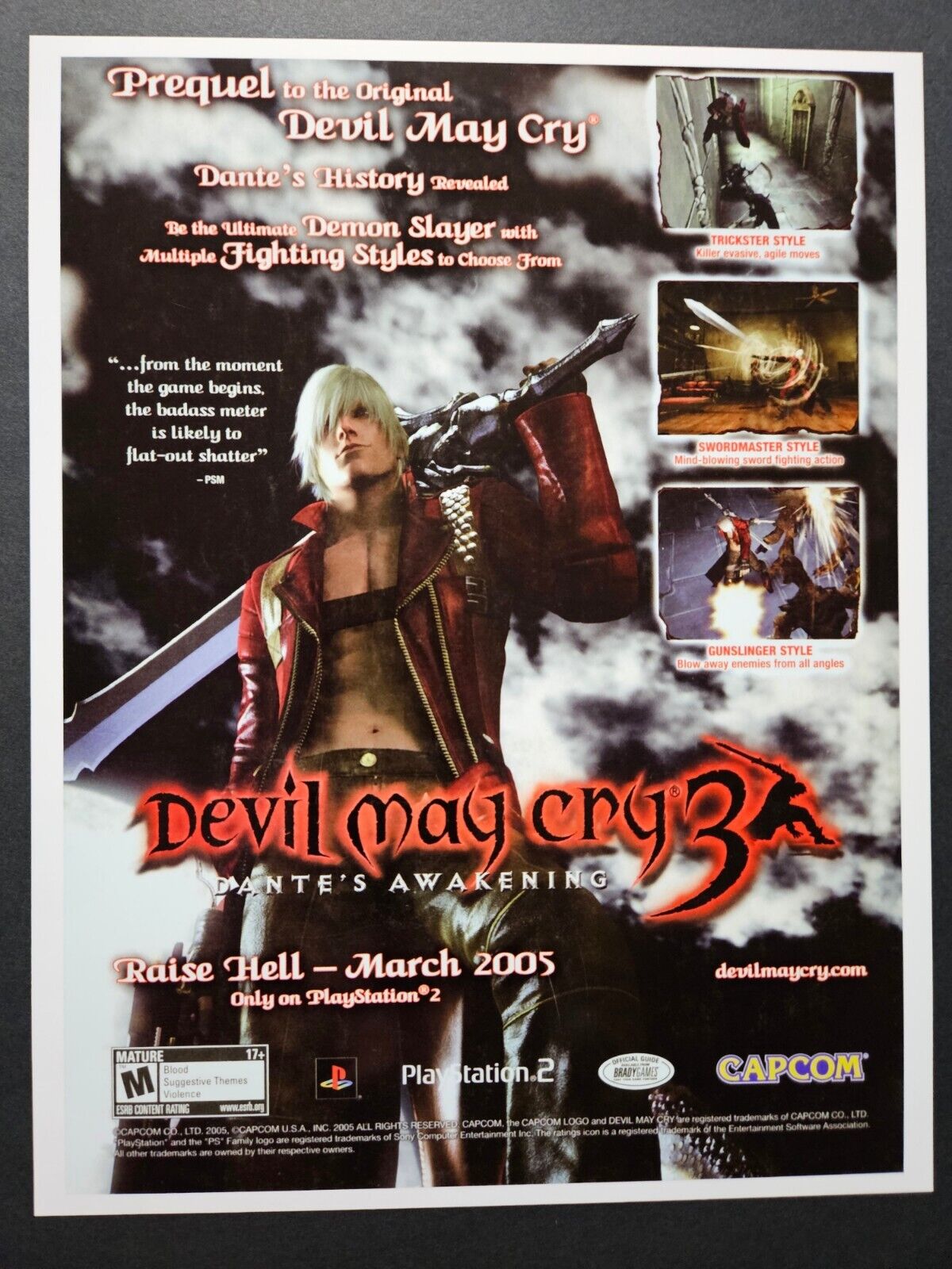 Devil May Cry 3 Sony Playstation 2 PS2 2005 DMC Promotional Ad Art Print Poster