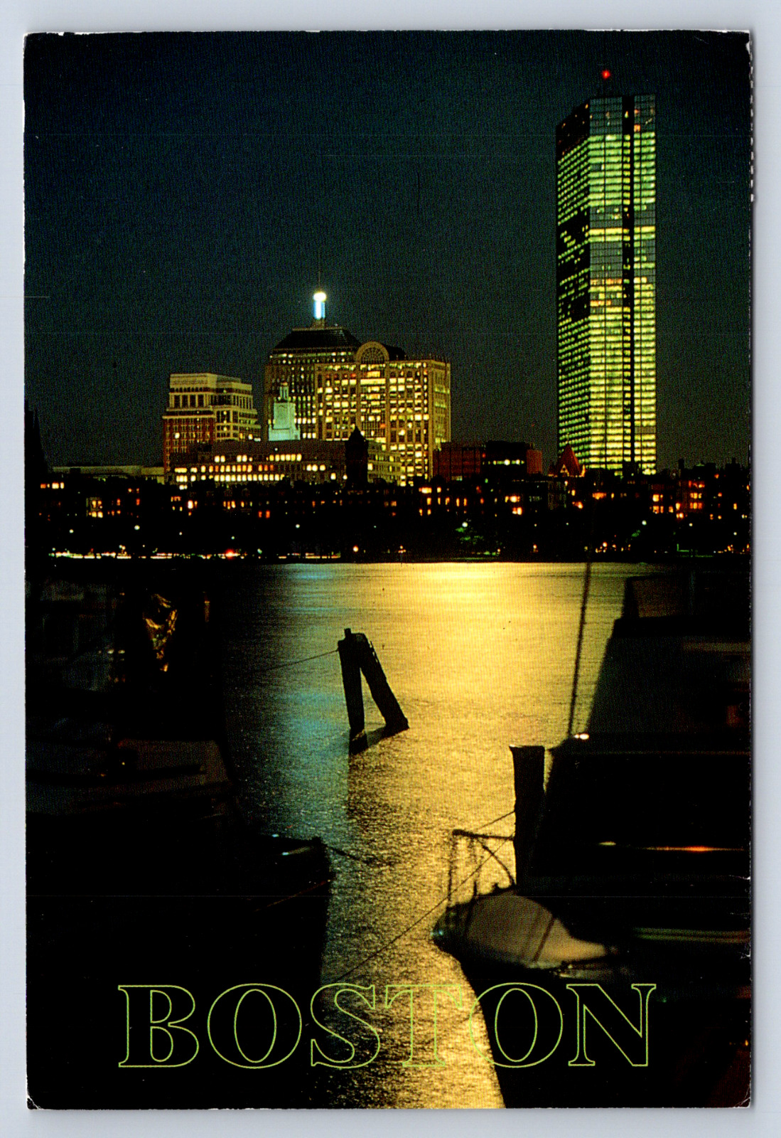 Vintage Postcard Boston Massachusetts Night View