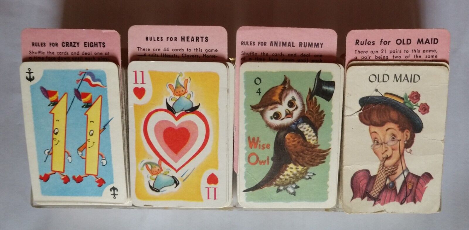 Vintage Children\'s Playing Card Set Of 4 Games