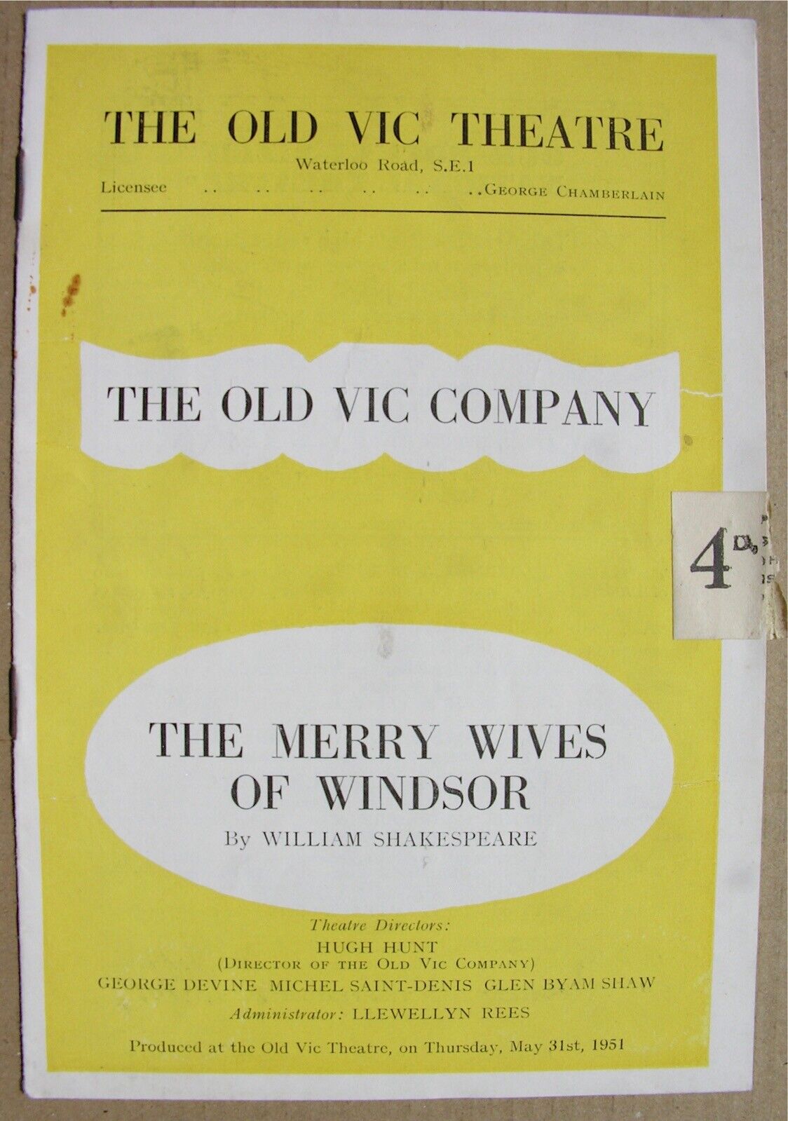 1951 MERRY WIVES OF WINDSOR Shakespeare Alec Clunes Peggy Ashcroft Dorothy Tutin