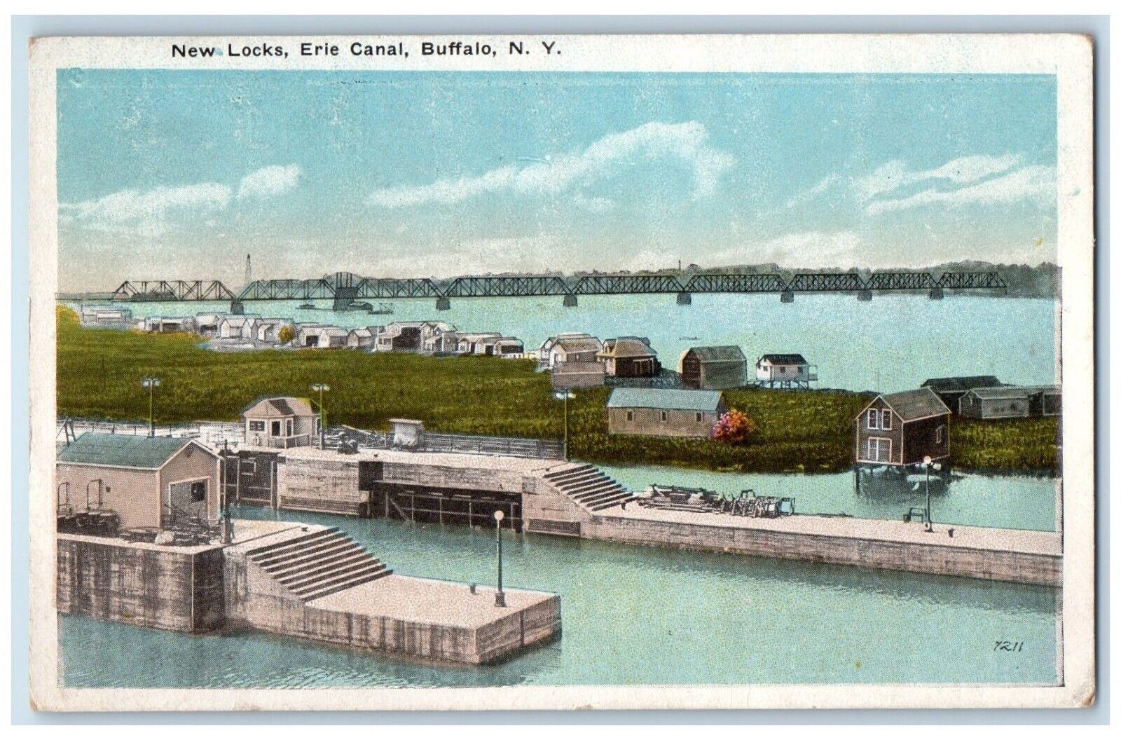 c1910\'s View Of New Locks Erie Canal Buffalo New York NY Antique Postcard
