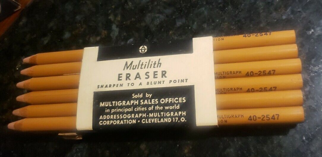 12 Vintage Multilith Stick Erasers 40-2547 Addressograph-Multigraph Corp Tan