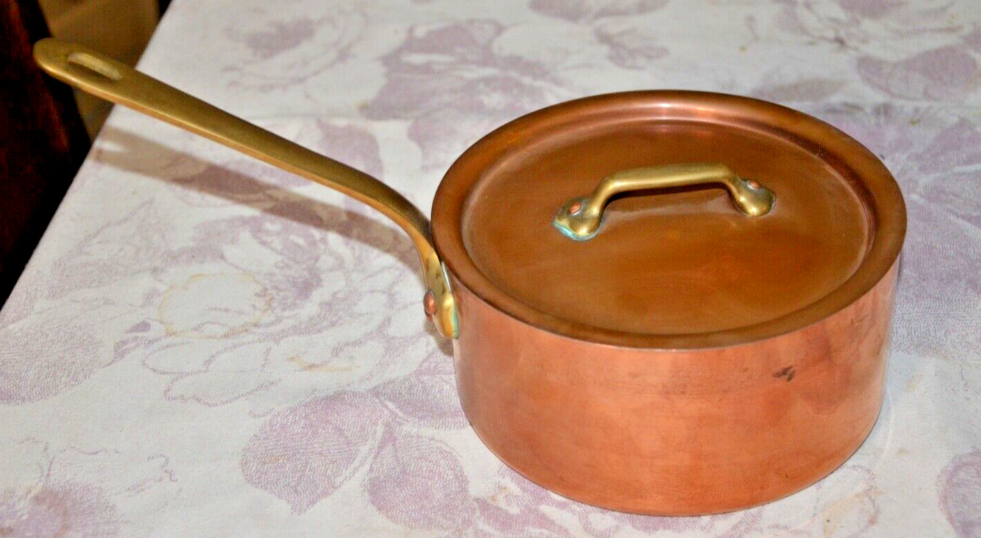 Vintage Williams Sonoma 1.5qt Copper Sauce Pan w/ Lid, Made in France- SUPERB