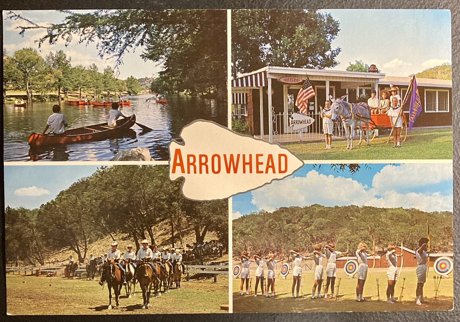 Hunt Texas Camp Arrowhead Oversized Postcard Vintage Multi View