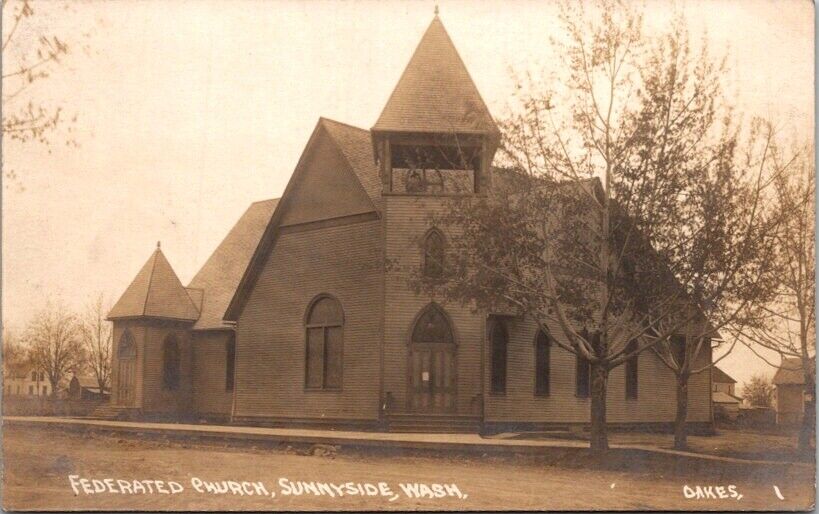 Vintage RPPC Postcard Federated Church Sunnyside Washington WA c.1907-1909  U257