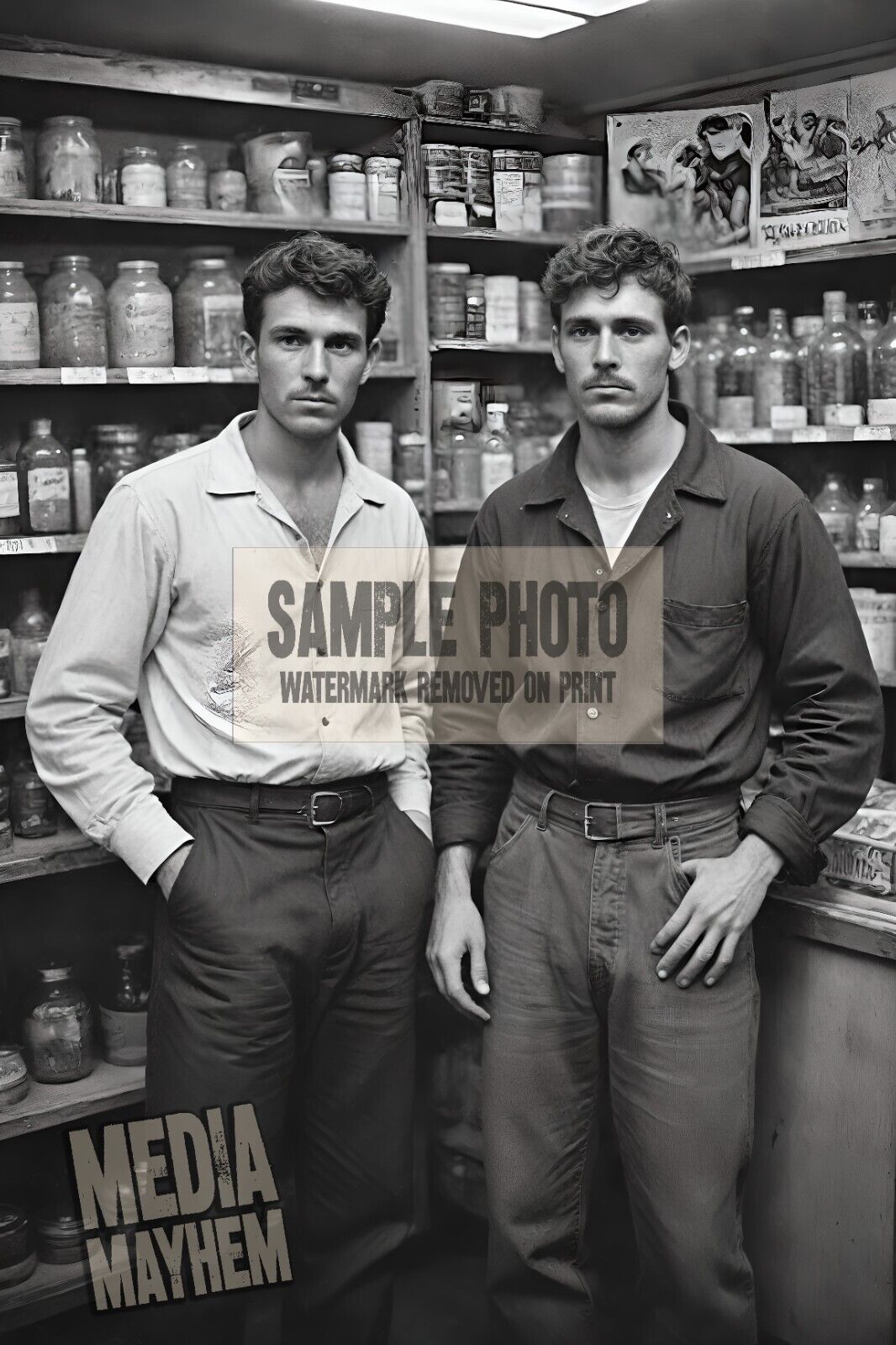 Two Young Handsome Men Grocery Store Workers Print 4x6 Gay Interest Photo #103