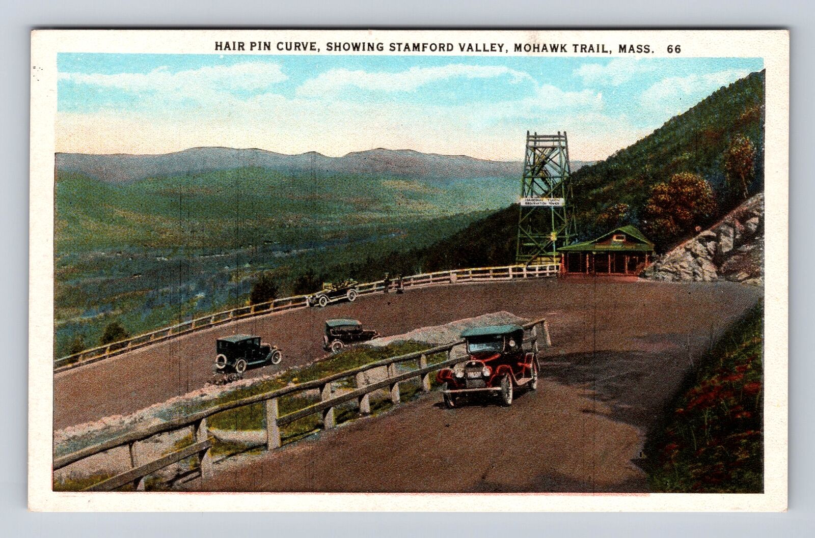 Mohawk Trail MA-Massachusetts, Hair Pin Curve, Stamford Valley Vintage Postcard