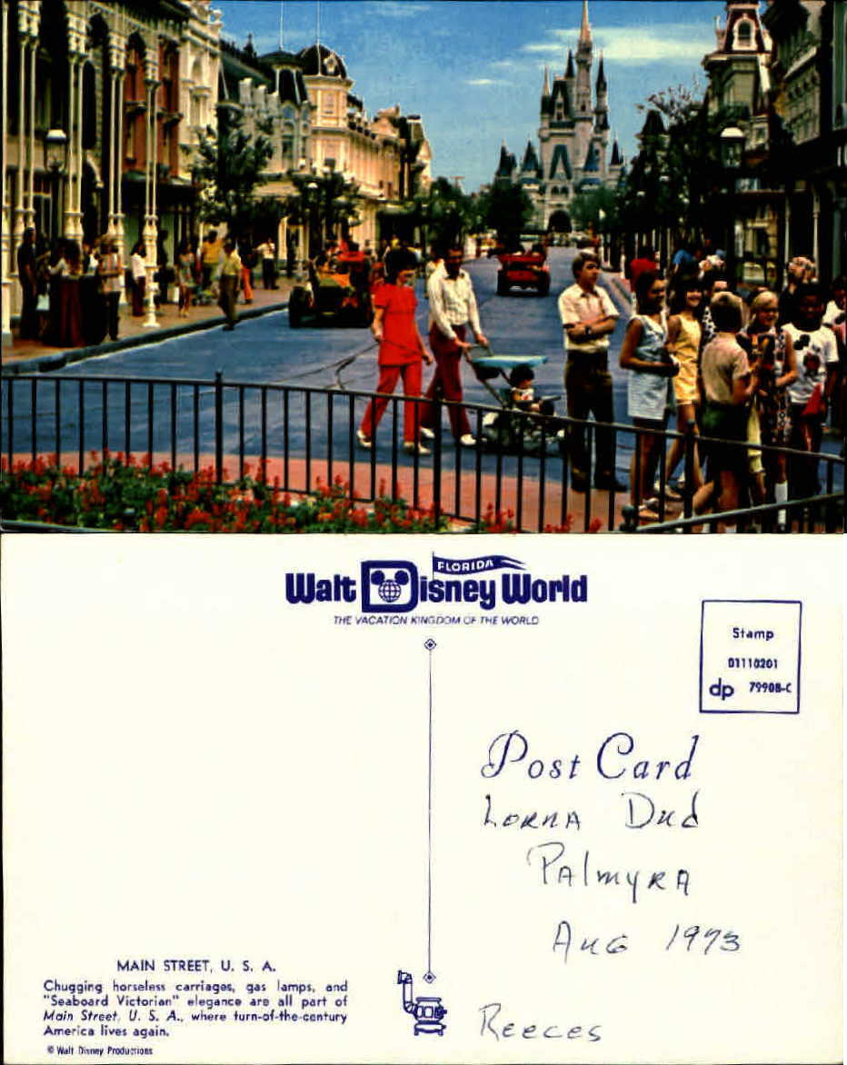 Main Street USA Walt Disney World Orlando FL castle chrome 1970s