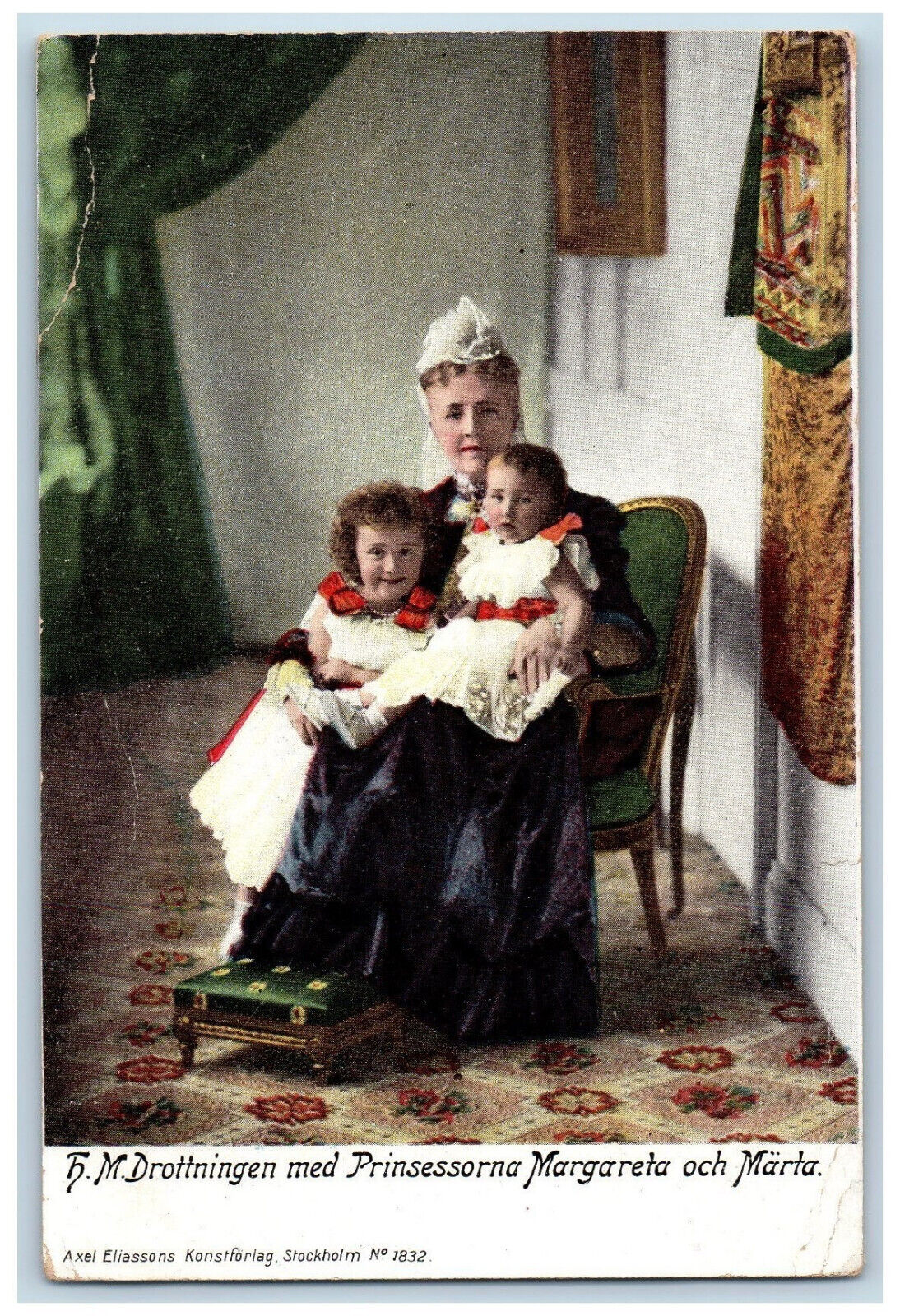 Sweden Postcard Her Majesty The Queen With Princesses Margareta And Marta c1905