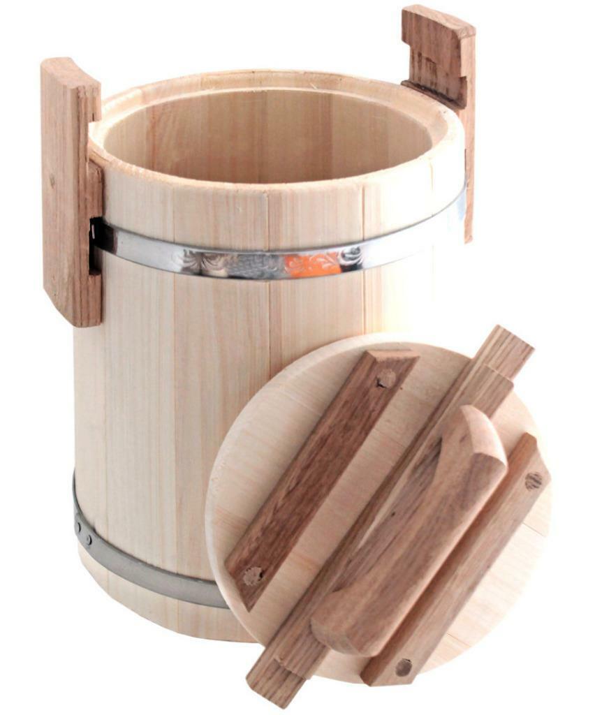Barrel Roll Wooden Keg Cask Honey Tank Bucket Jar Salting Pickles Storage 5L New