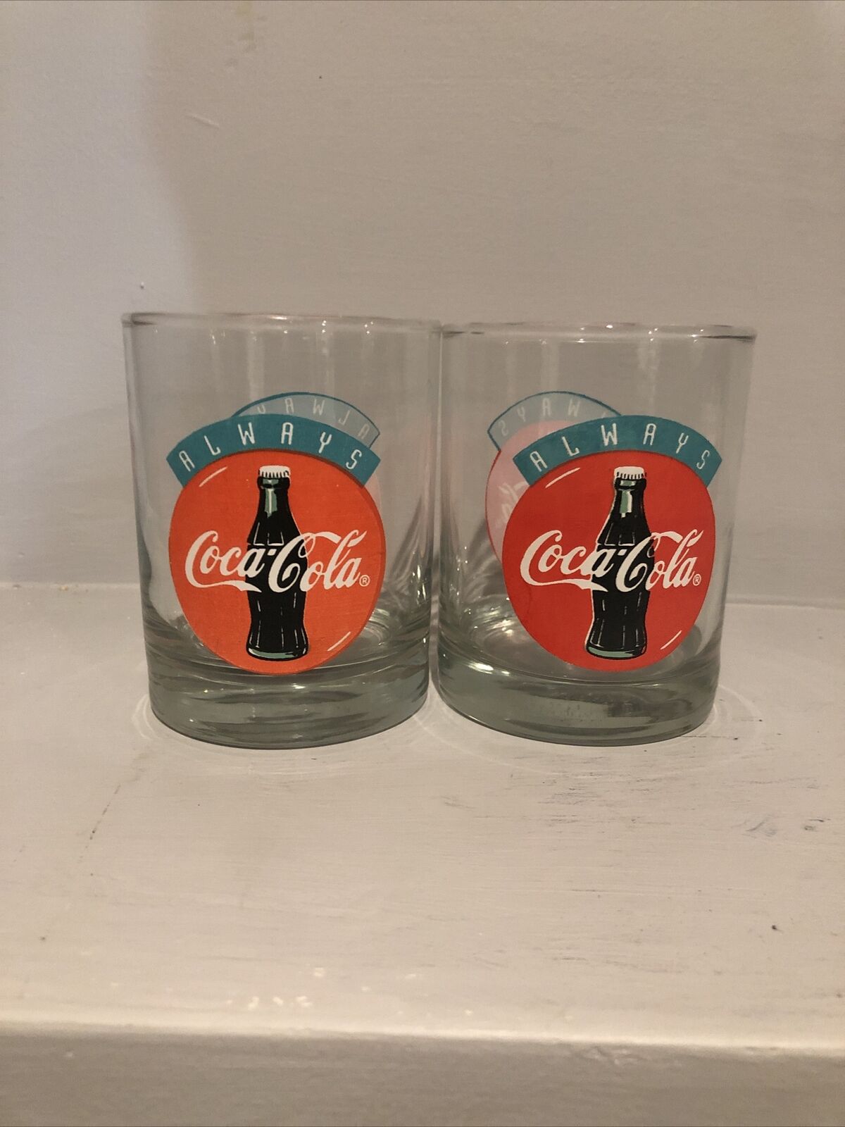 Genuine Coca-Cola Glass - Whiskey Glass Lot Of 2 Two Glasses