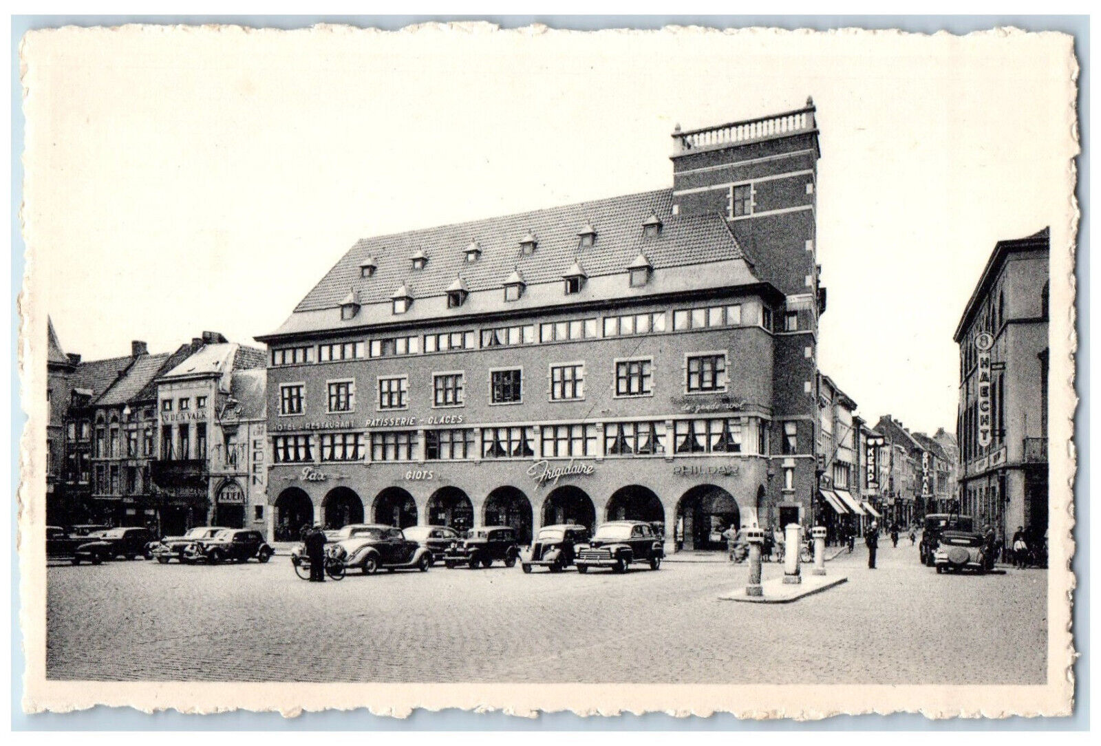 c1950's Grand Place Hasselt Patisserie Glaces Restaurant Belgium Postcard
