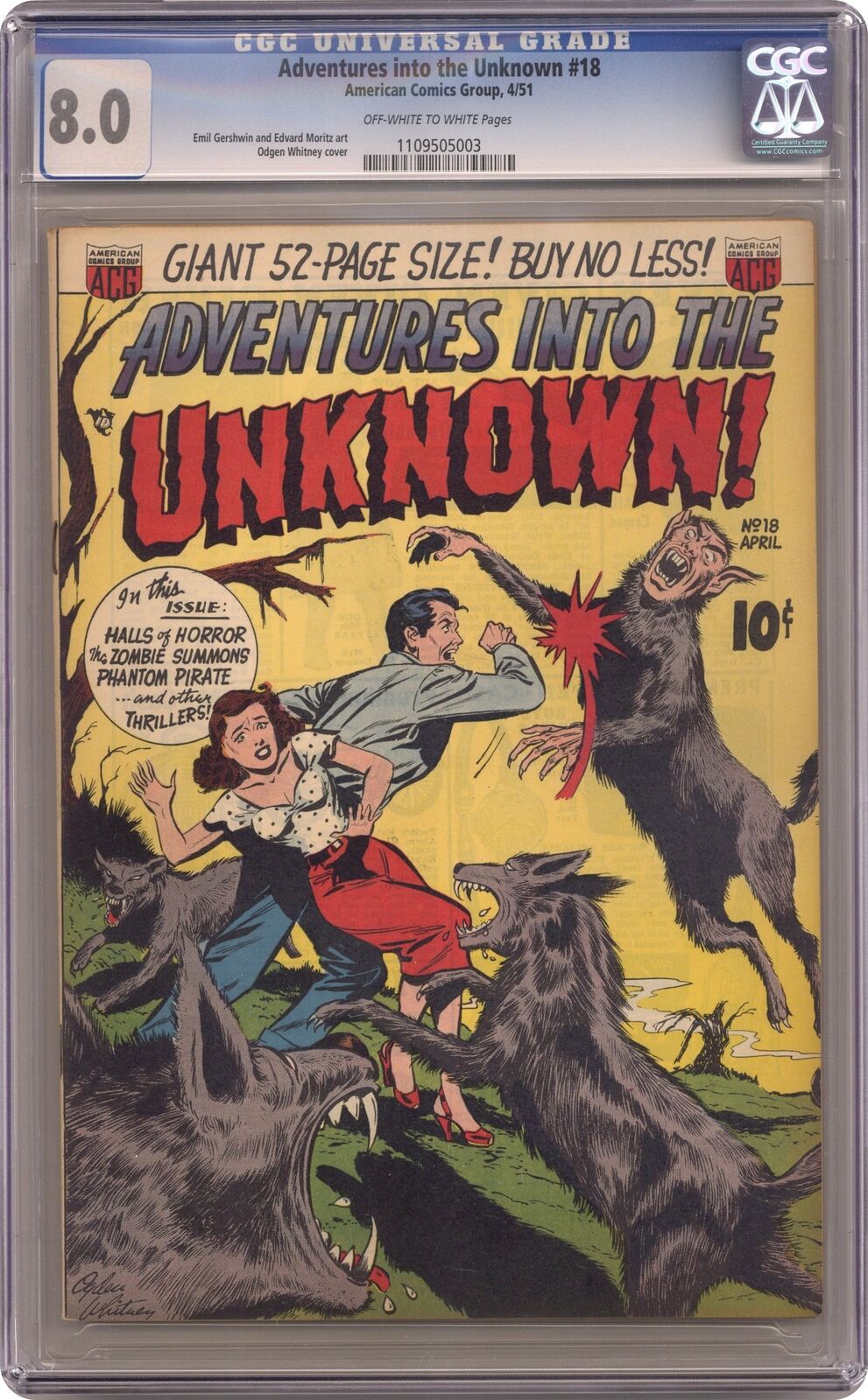 Adventures into the Unknown #18 CGC 8.0 1951 1109505003