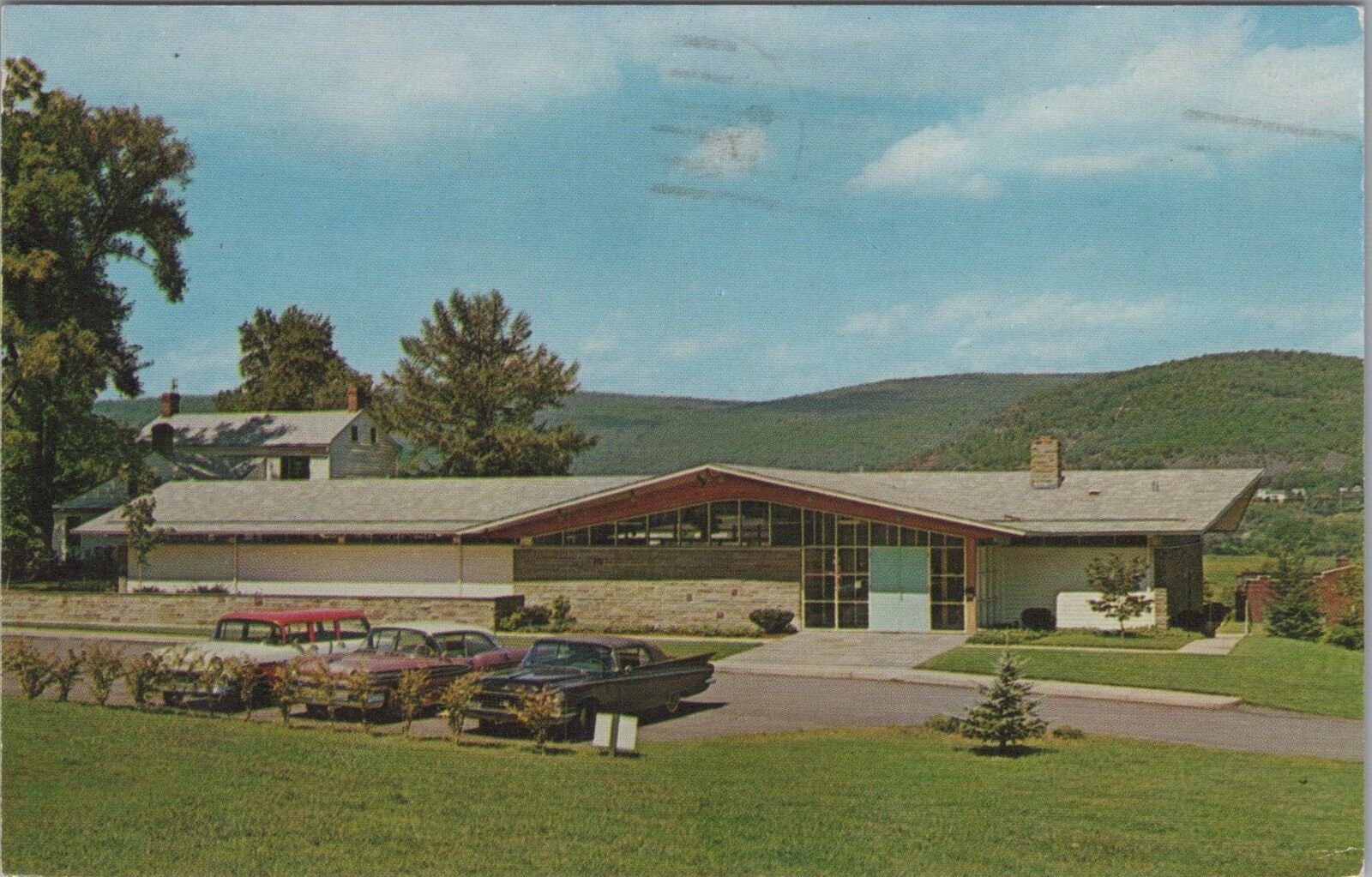 Postcard Nanticoke PA Mill Memorial Library 1964