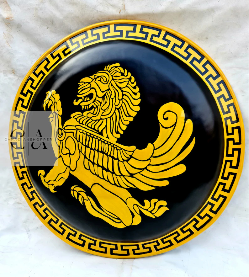 Medieval Authentic German Lion Shield, Greek Hoplite Gold Lion Shield Battle