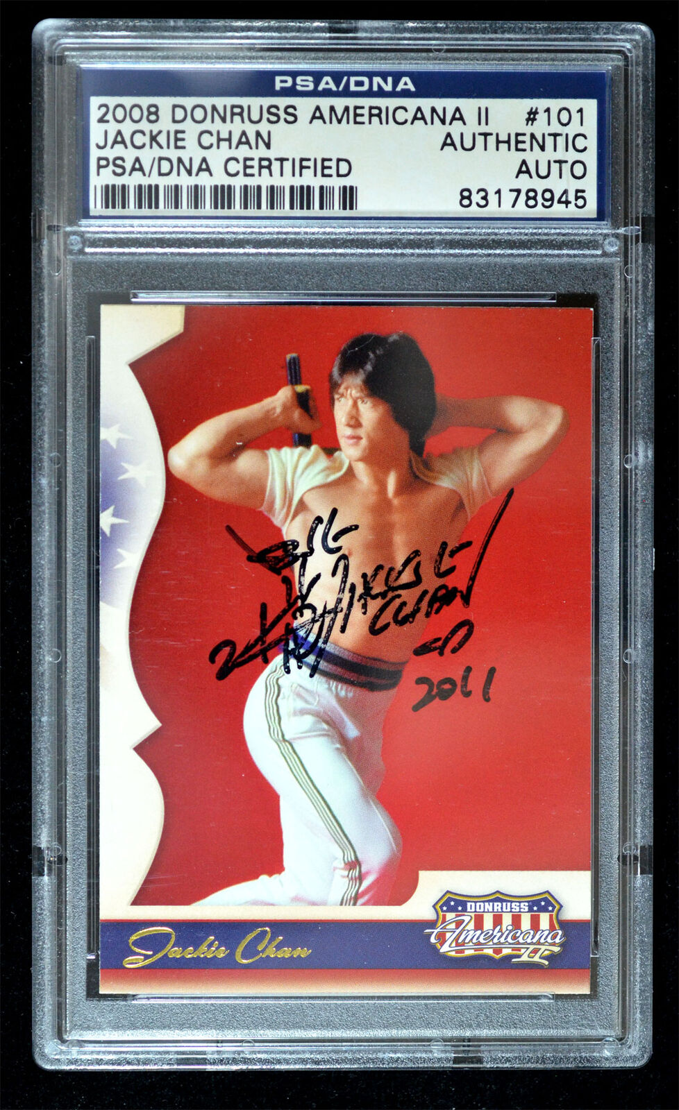 PSA Certified Jackie Chan Signed Trading Card *Rare* 2008 Donruss Americana Rook