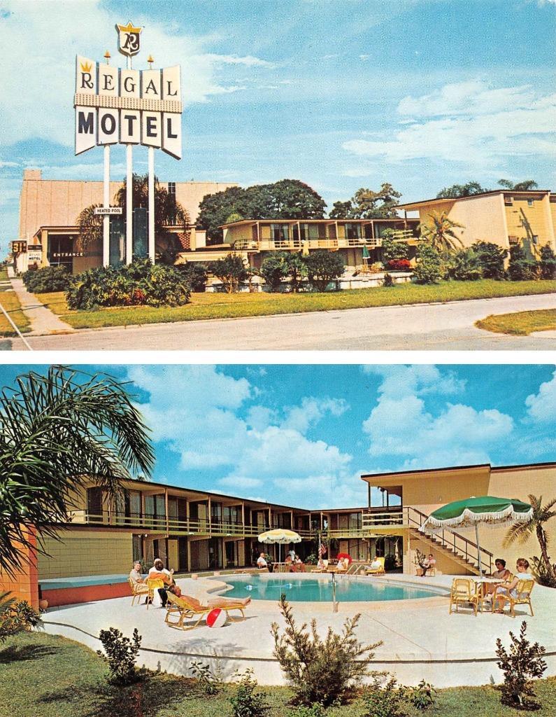 2~Postcards  Clearwater, FL Florida  REGAL MOTEL & POOL VIEWS  Vintage ROADSIDE