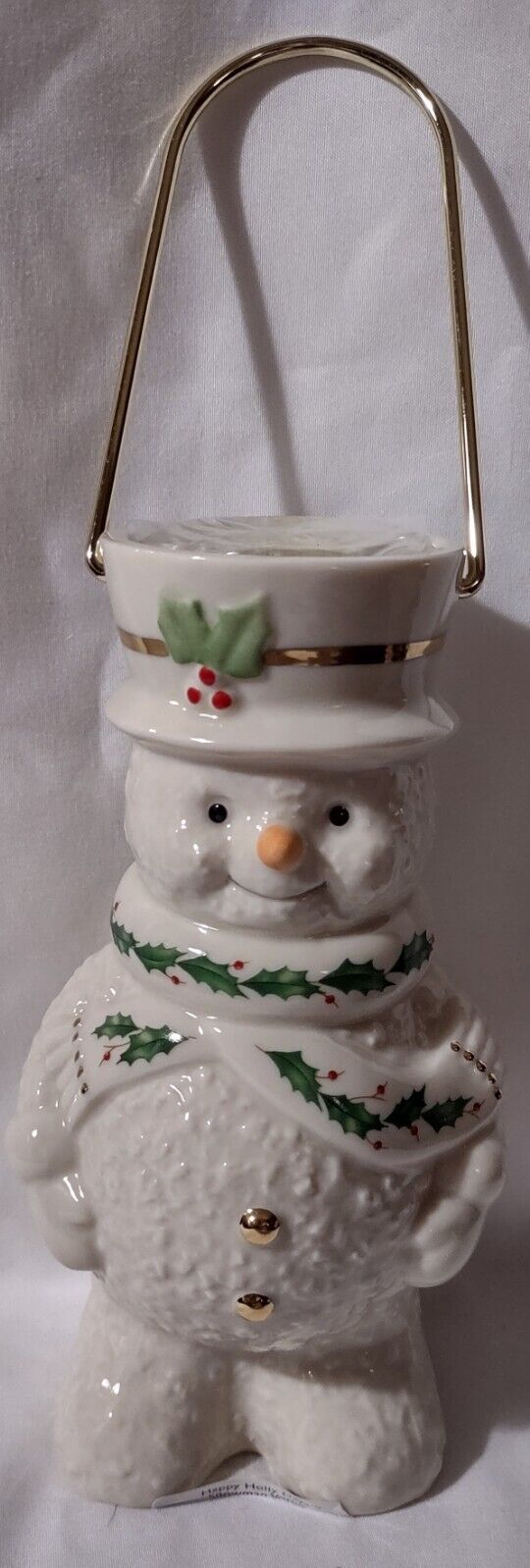 Lenox Christmas Holiday Happy Holly Days Snowman Votive New In Box