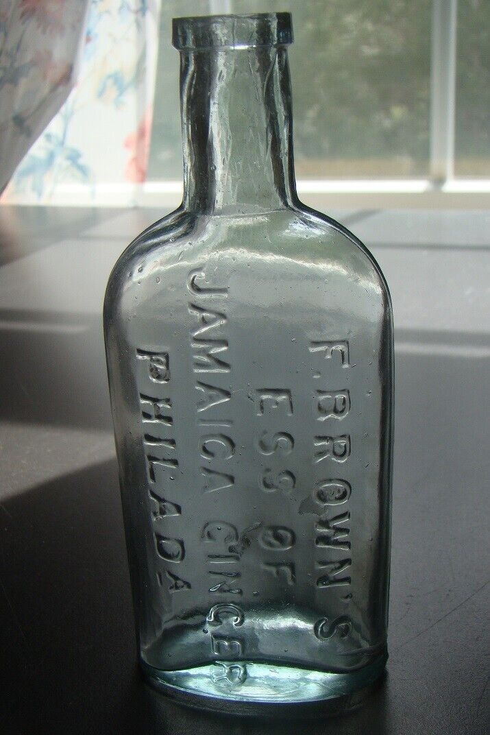 Antique 1880\'s F. BROWN\'S ESS OF JAMAICA GINGER- PHILADA Medicine Bottle