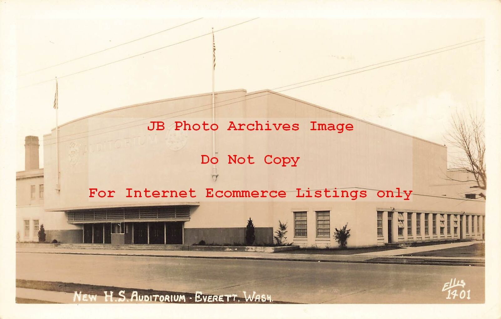 WA, Everett, Washington, RPPC, High School Auditorium, Ellis Photo No 1401