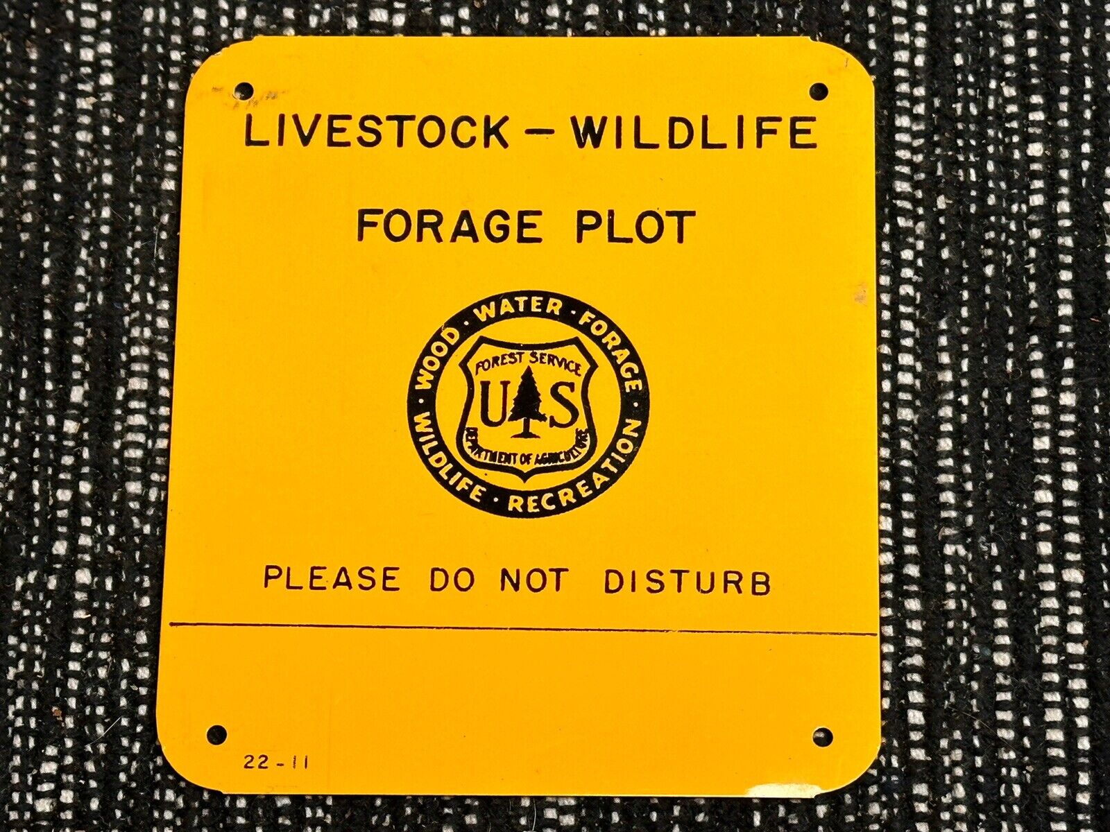 Vintage USFS US Forest Forestry Service ”LIVESTOCK - WILDLIFE PLOT” Metal Sign