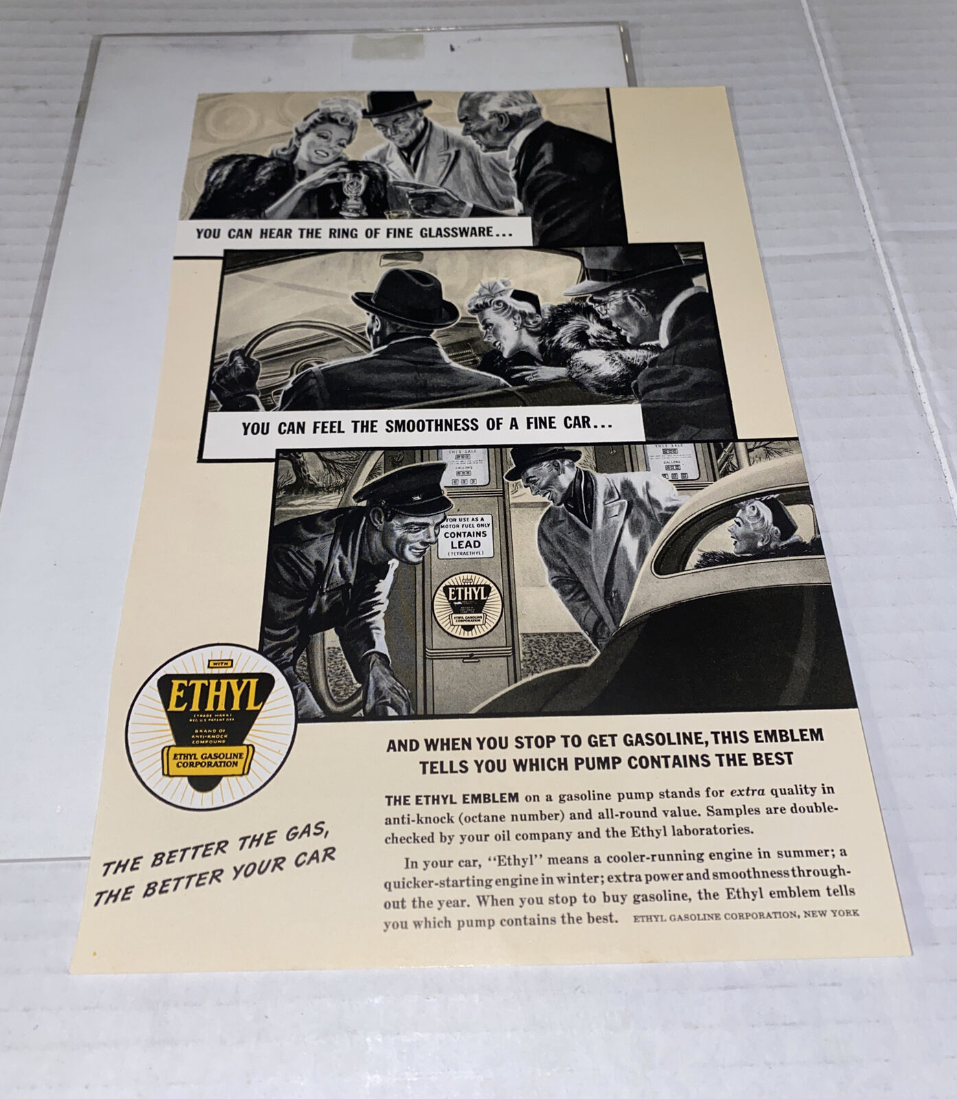 Vintage 1940s Ethyl Gasoline Co Print AD Page Shows Gas Pump 1941 Prop