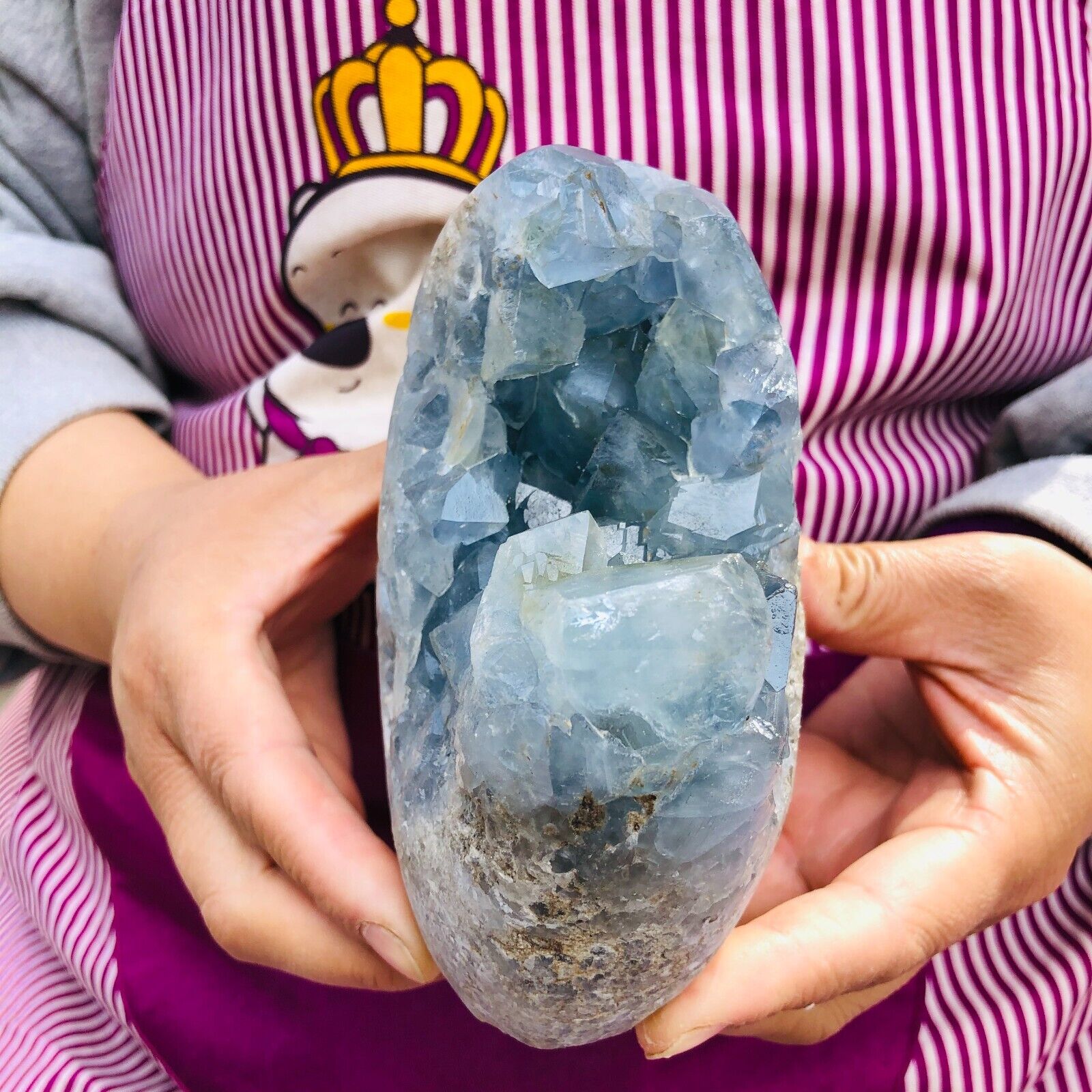 3.65LB Natural Beautiful Blue Celestite Crystal Geode Cave Mineral Specimen