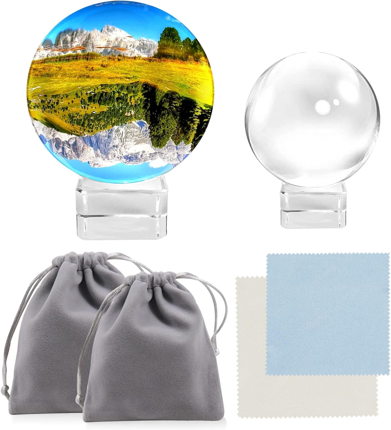2 Pack Crystal Ball with Stand for Photography，  K9 Crystal Lens Ball Photograph