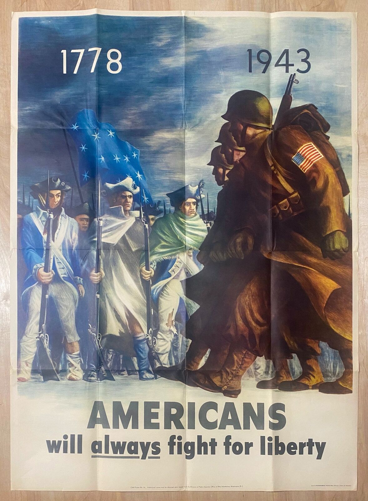 1778-1943 Americans Will Always Fight For Liberty Poster Bernard Perlin Original