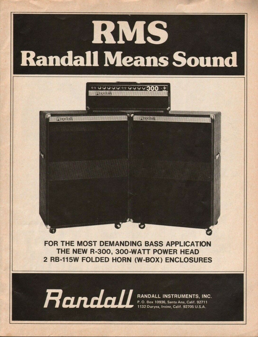 1975 RMS Instruments R-300 300-Watt Power Head - Vintage Guitar Amplifier Ad