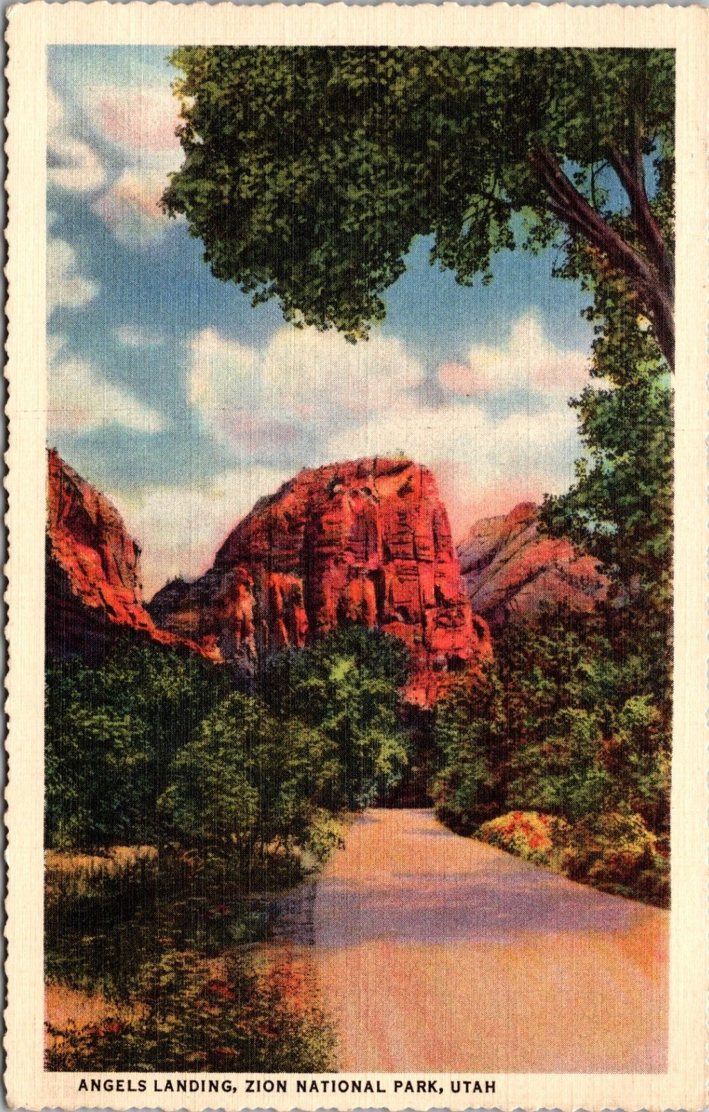 Postcard Angels Landing Zion National Park Utah Linen