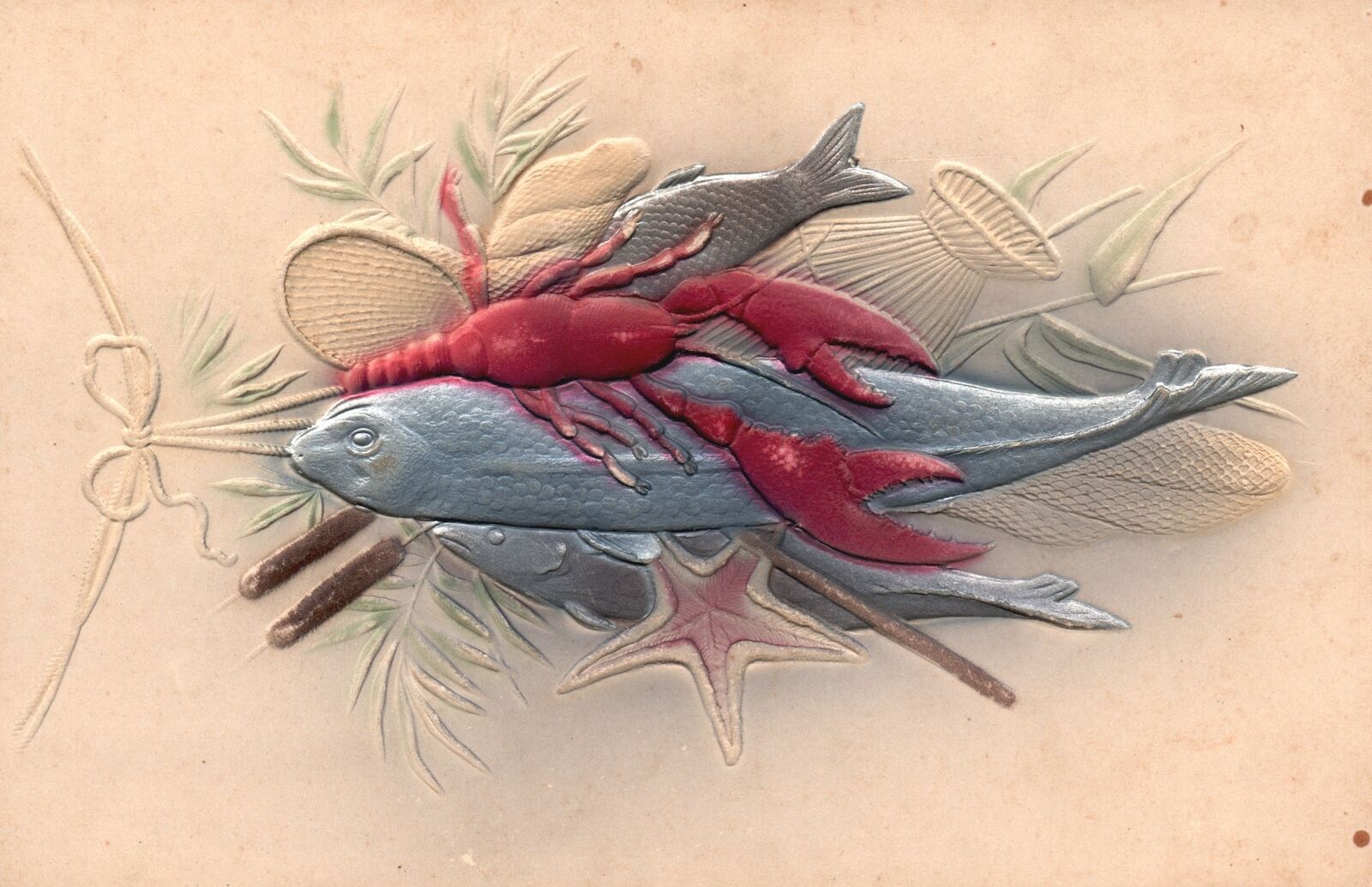 Vintage Postcard 1910\'s Animal Themed Card Crab Fish And Shells Design