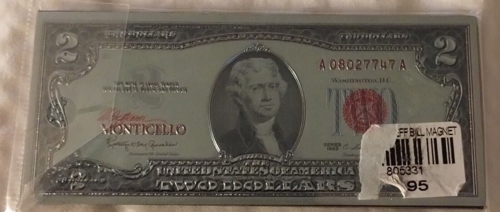 The Thomas Jefferson Monticello $2 Bill Magnet Awesome