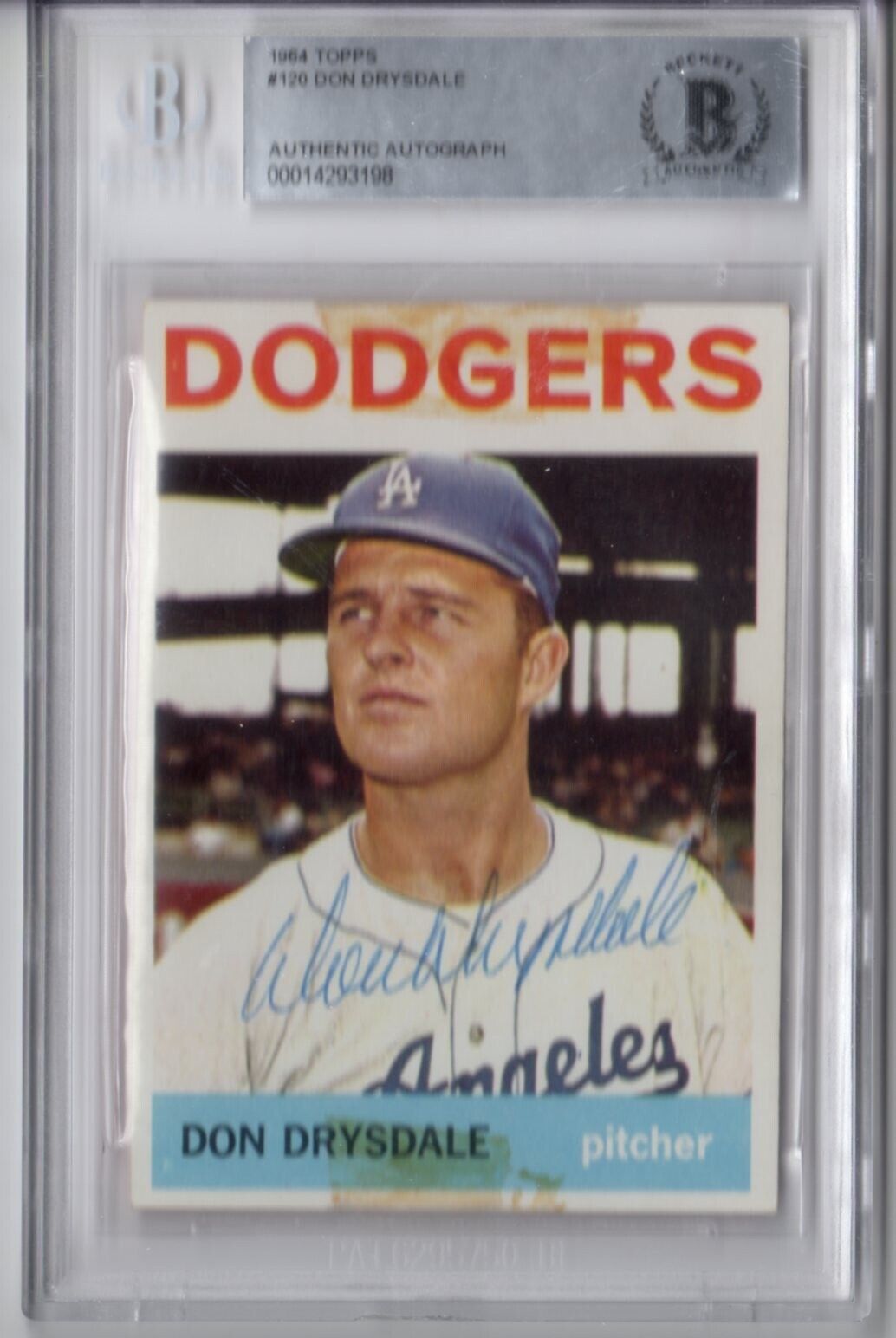 1964 TOPPS DON DRYSDALE AUTOGRAPH  BECKETT AUTHENTICATED