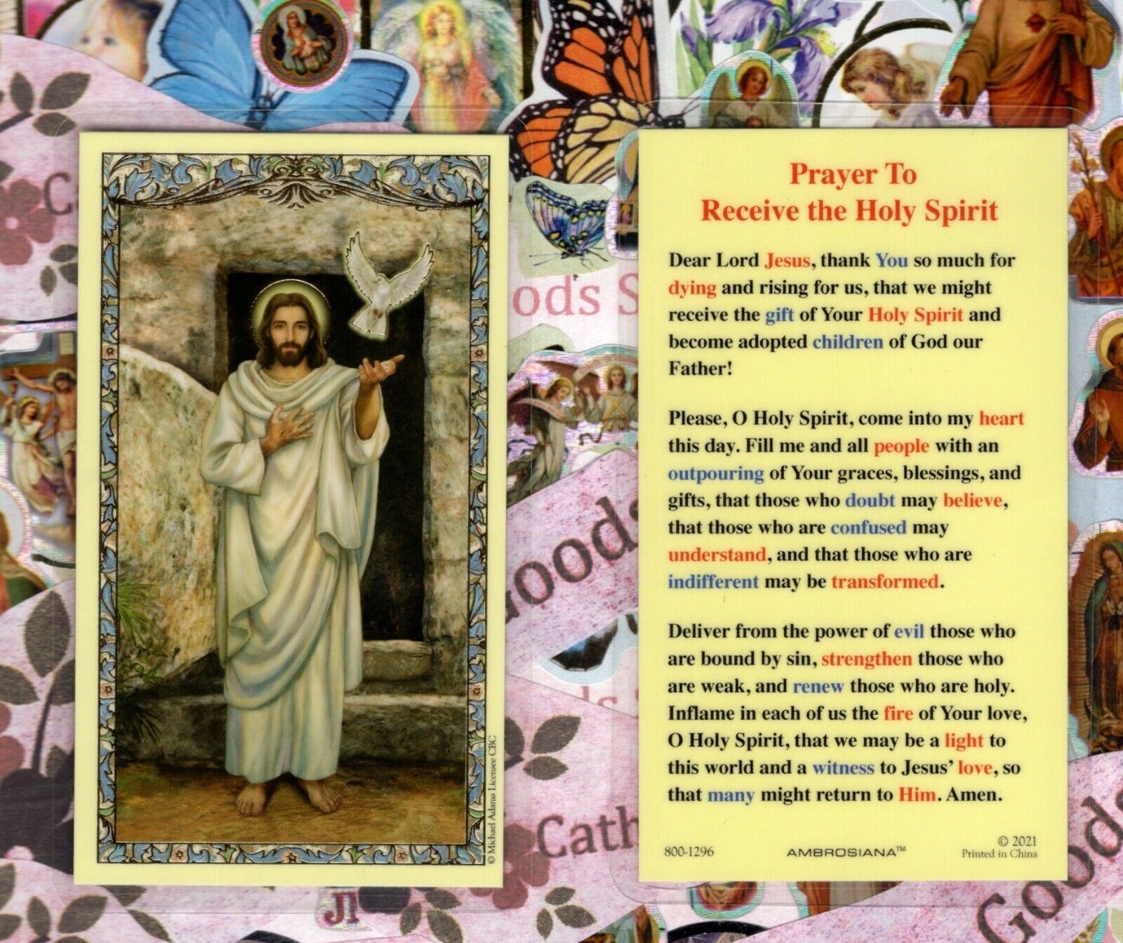 Prayer to Receive the Holy Spirit - Laminated Holy Card 800-1296