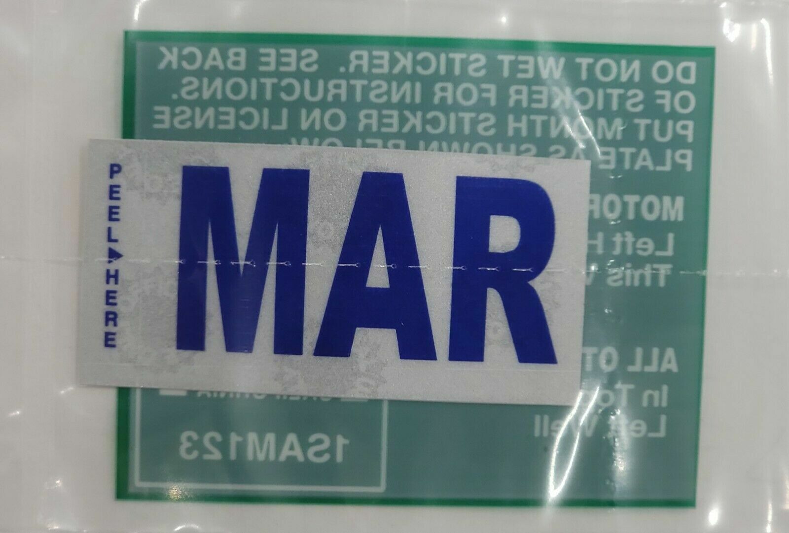 DMV MONTH TAG STICKER MARCH /MAR CALIFORNIA DMV LICENSE PLATE ORIGINAL TAG NEW