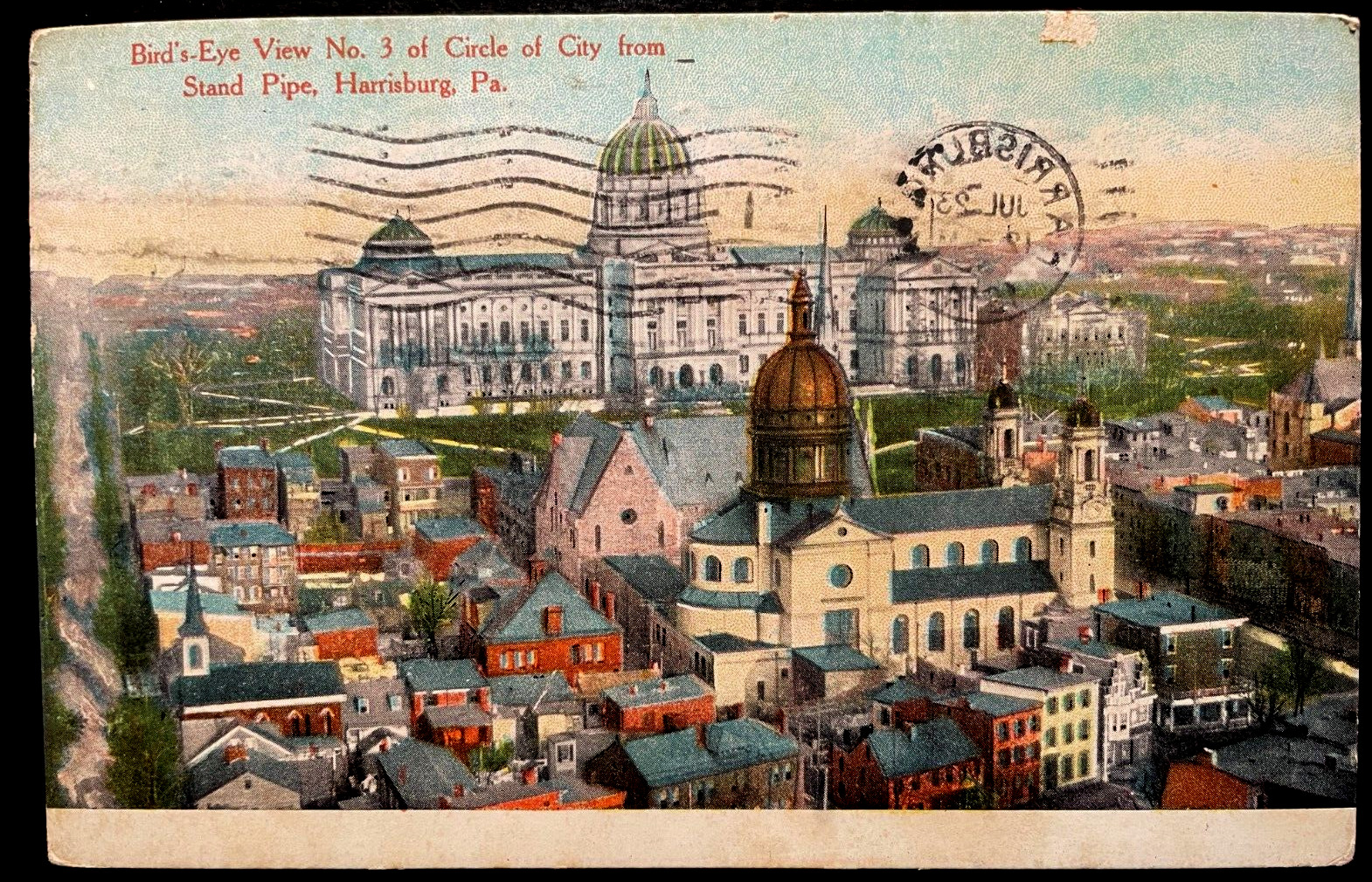Vintage Postcard 1914 Bird's Eye View, #3, Harrisburg, Pennsylvania (PA)