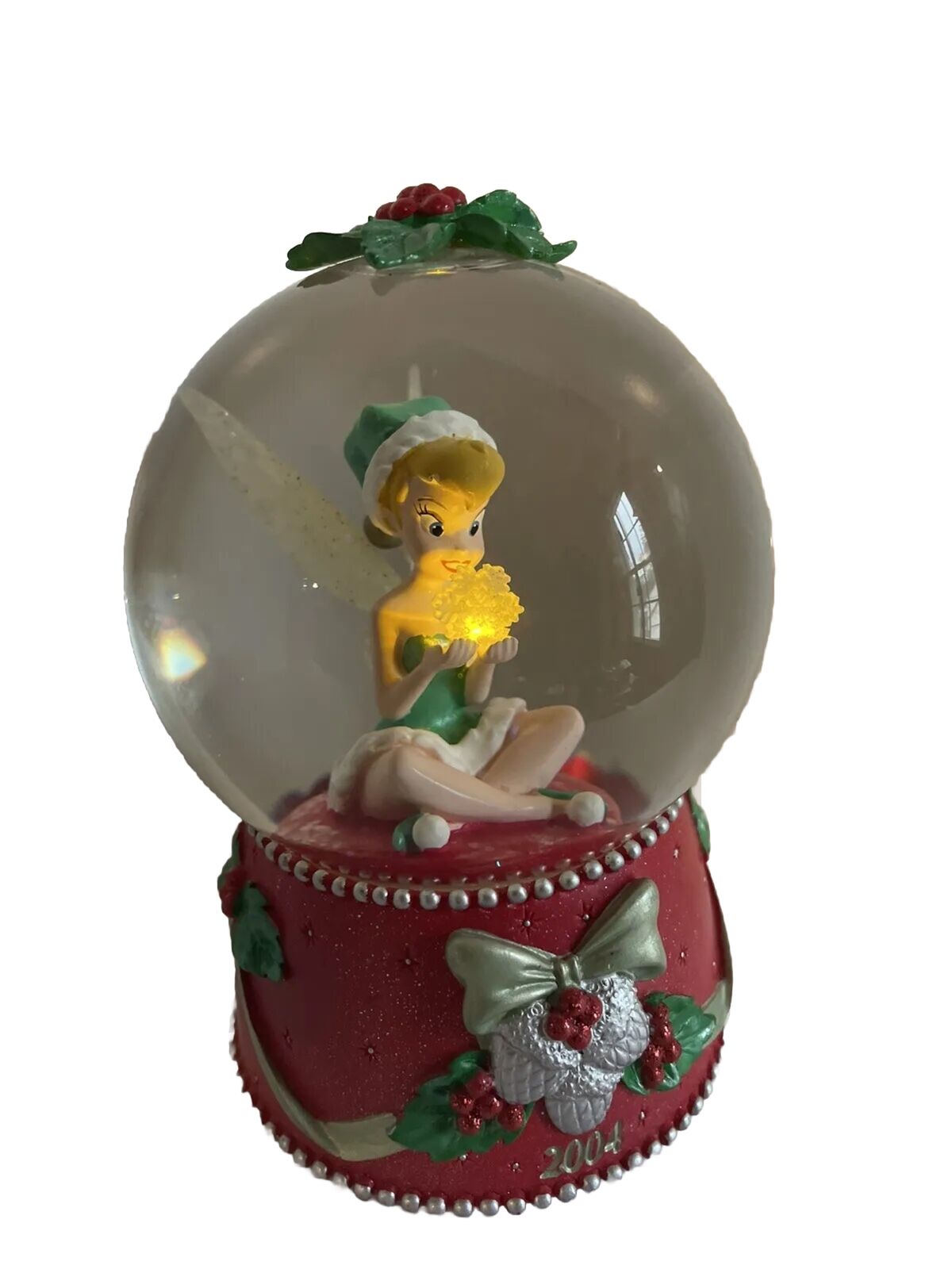 Authentic Christmas 2004 Exclusive Disney Store Tinker Bell Lighted Snow Globe 