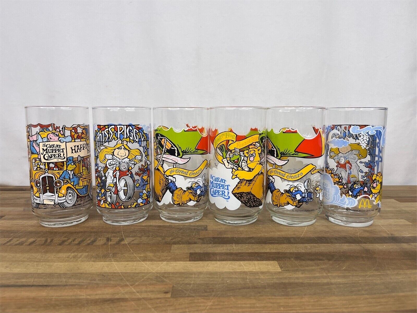 Vintage 1981 McDonalds Glasses Muppets The Great Caper Lot Of 6