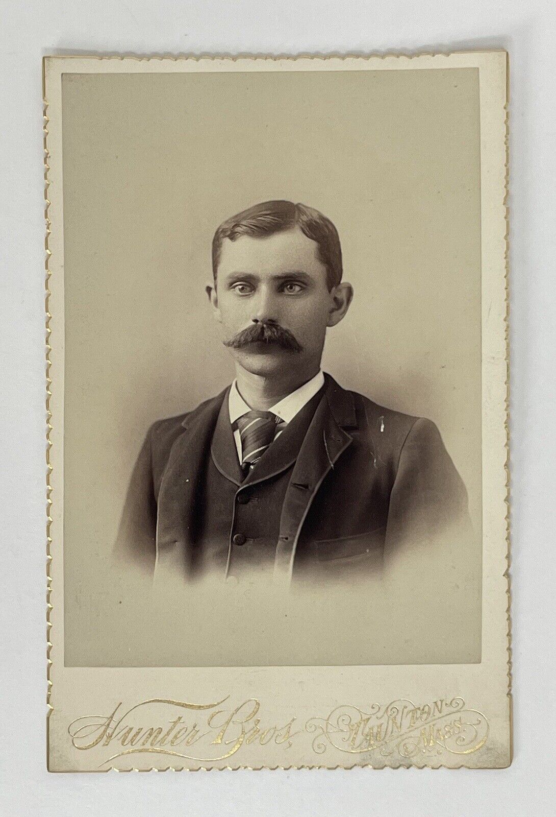 Victorian Cabinet Card Photo Handsome Man Mustache Taunton, Mass Antique
