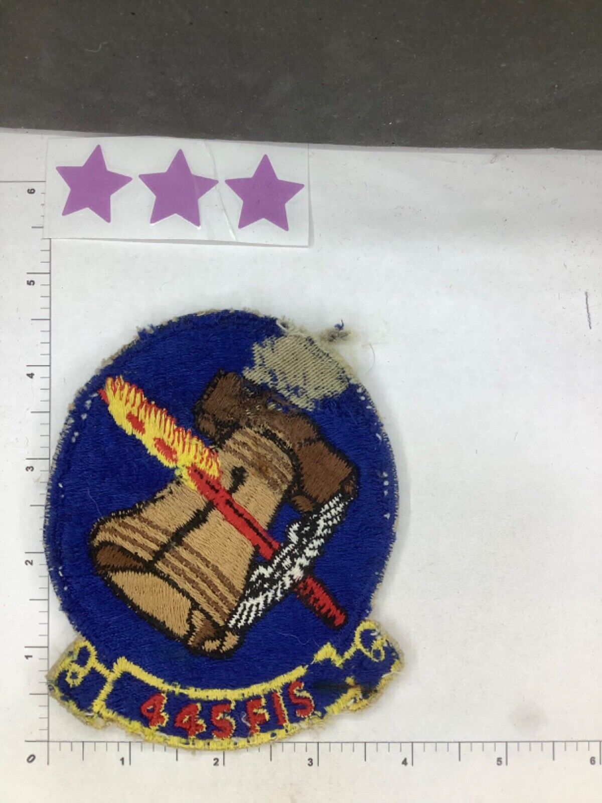 WELL WORN VINTAGE USAF 445th FIGHTER INTERCEPTOR SQUADRON PATCH
