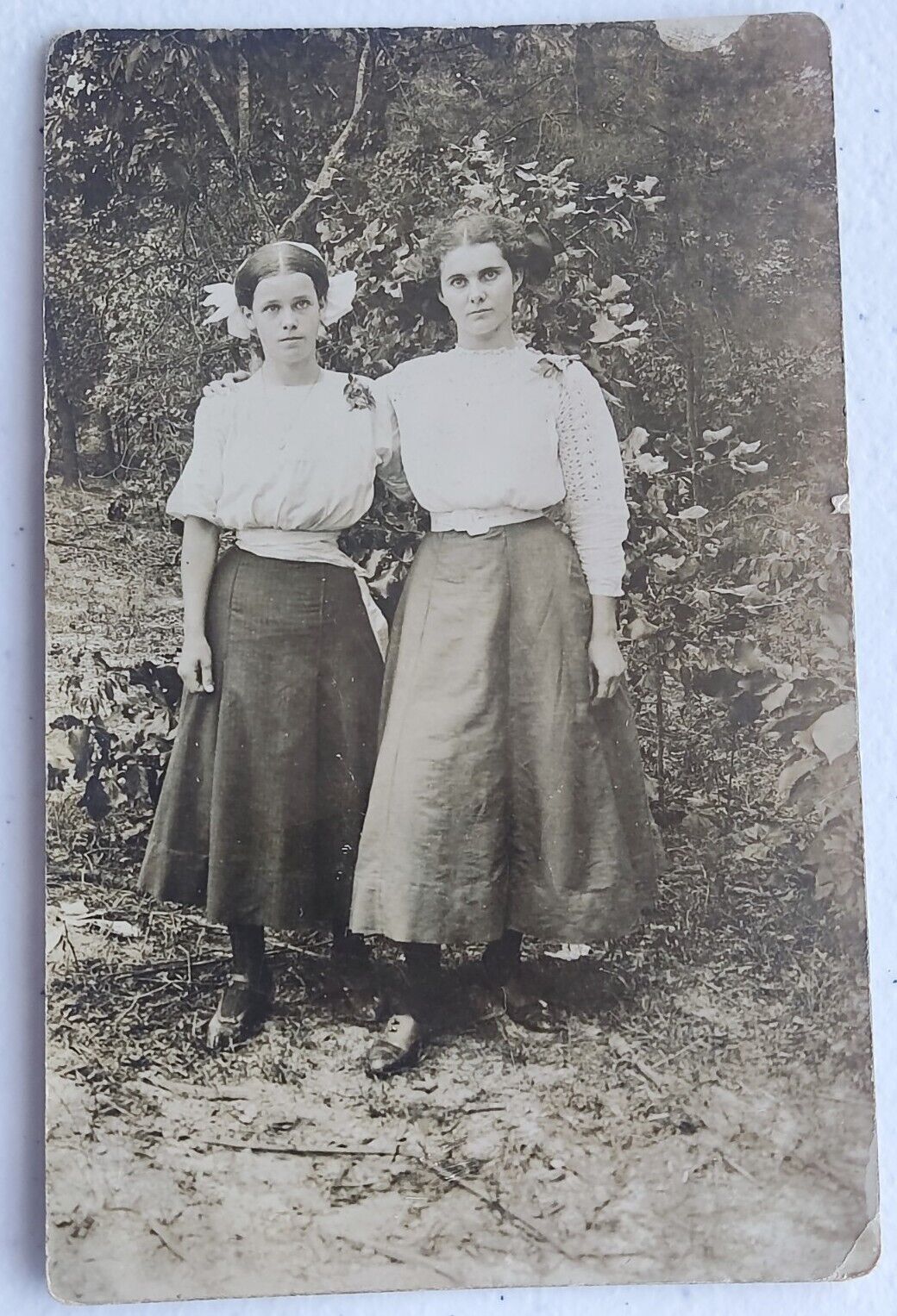 Vintage Real Photo Postcard RPPC Love Letter Two Women White Beauty 