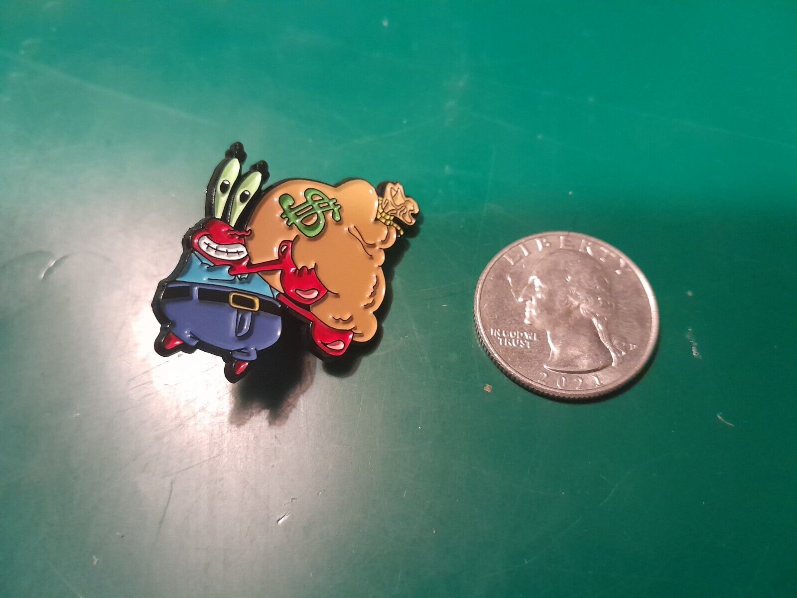 Mr. Krabs money bags Spongebob square pants enamel lapel hat pin badge cartoon