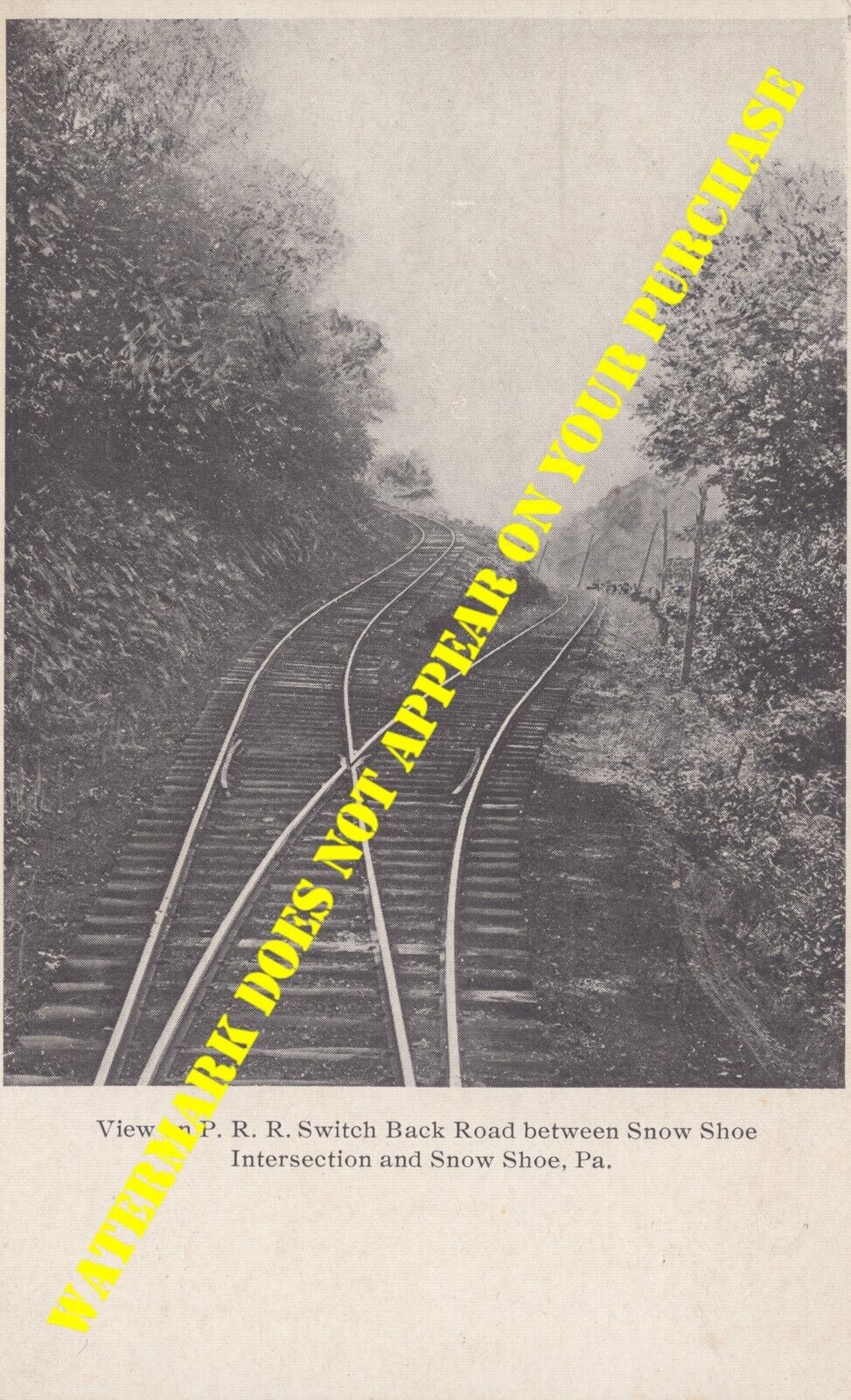 Pennsylvania Railroad PRR Bellefonte & Snow Shoe switchback unused UDB c1905