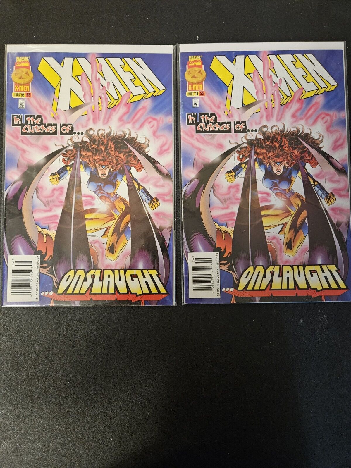 X-men #53 1st App Onslaught Magneto/Professor X Newsstand Variant 2 Copies 